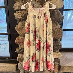 Floral Pleated Sleeveless Dress Free People